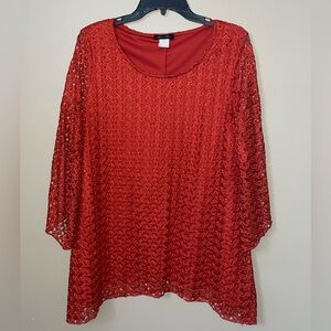 Brittany Black lace overlay lined shirt blouse size XL